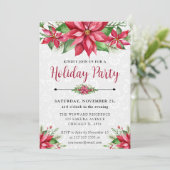 水彩赤ポインセチアフローラホリデークリスマス 招待状 (スタンド正面)