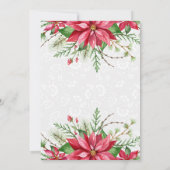 水彩赤ポインセチアフローラホリデークリスマス 招待状 (裏面)