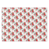 水彩赤ポインセチアブーケクリスマス テーブルクロス (正面(横))