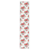 水彩赤ポインセチアブーケホリデーパターン ミディアムテーブルランナー (正面)