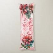 水彩赤ポインセチア乳頭指名クリスマス ボディピロー (裏面 (縦))