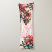 水彩赤ポインセチア乳頭指名クリスマス ボディピロー (裏面 (縦))