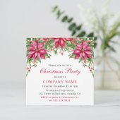 水彩赤ポインセチア企業のクリスマス 招待状 (スタンド正面)