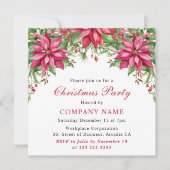 水彩赤ポインセチア企業のクリスマス 招待状 (正面)