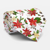 水彩赤ポインセチア花柄 ネクタイ (ロール)