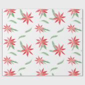 水彩赤ポインセチア花繰り返し模様 ラッピングペーパー (フラット)
