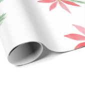 水彩赤ポインセチア花繰り返し模様 ラッピングペーパー (ロールコーナー)