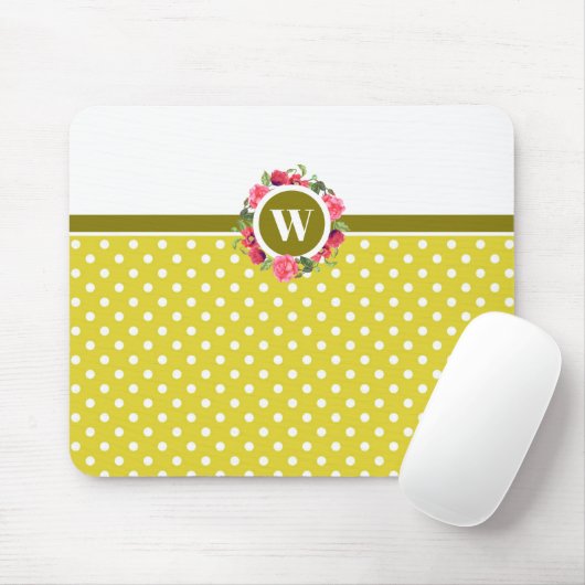 水彩赤ポピズピンクローゼスフローラモノグラム マウスパッド (マウス)