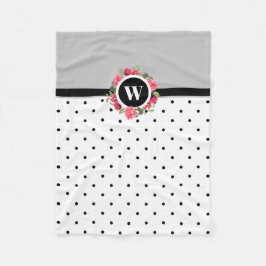 水彩赤ポピーズピンクローゼスサークルリース フリースブランケット