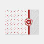 水彩赤ポピーズピンクローゼスサークルリース フリースブランケット (正面(横))