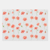 水彩赤ポピーフラワーズフローラ ラッピングペーパーシート (正面3)
