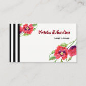 水彩赤ポピーフローラデザイン 名刺 (正面)