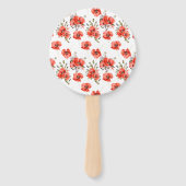 水彩赤ポピー緑50誕生日 ハンドファン (裏面)