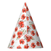 水彩赤ポピー緑50誕生日 パーティーハット (裏面)