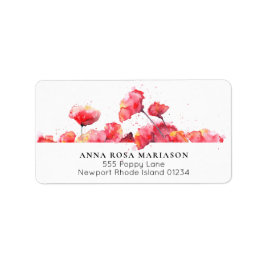 *~*水彩赤ポピー花フローラ モダン ラベル