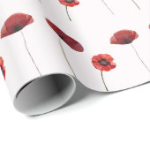 水彩赤ポピー花花花柄 ラッピングペーパー (ロールコーナー)
