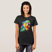水彩赤マカオカラフルオウム鳥1 Tシャツ (正面フル)
