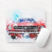 水彩赤マスタング マウスパッド (マウス)