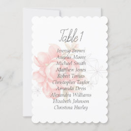 水彩赤モダン牡丹の座席表 招待状