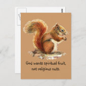 水彩赤リスおもしろい引用文 ポストカード (正面/裏面)