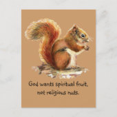 水彩赤リスおもしろい引用文 ポストカード (正面)