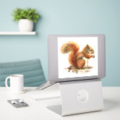 水彩赤リス動物自然野生動物アート シール (デスク上のノートパソコン)