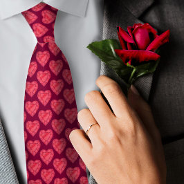 水彩赤ルビーハート宝石アートパターンタイ ネクタイ