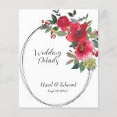 水彩赤ローズフローラルウェディングエンクロージャカード (裏面)