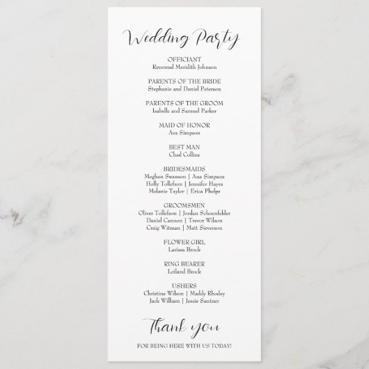 水彩赤ローズフローラルウエディングプログラム プログラム (裏面)