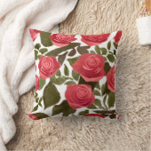 水彩赤ローズブーケ投げピローウォーター クッション (ブランケット)