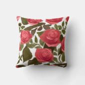 水彩赤ローズブーケ投げピローウォーター クッション (裏面)