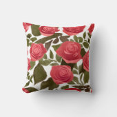水彩赤ローズブーケ投げピローウォーター クッション (正面)