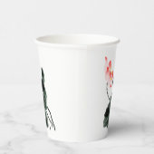 水彩赤ロータスフローラインク洗いアート 紙コップ (右)