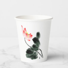 水彩赤ロータスフローラインク洗いアート 紙コップ