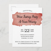 水彩赤ワイン染みワイン試飲パーティー 案内ポストカード (正面/裏面)