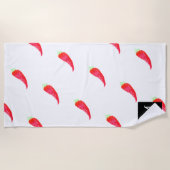 水彩赤唐辛子イニシャル ビーチタオル (正面)