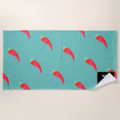 水彩赤唐辛子イニシャル ビーチタオル (正面)