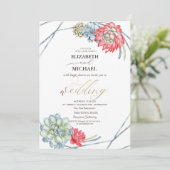 水彩赤多肉類 招待状 (スタンド正面)