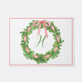 水彩赤弓ストライプのリースモノグラム ドアマット (正面)