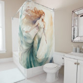 水彩赤毛絵画人魚 シャワーカーテン (インサイチュ)