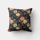 水彩赤淡い色の桃花 クッション (正面)