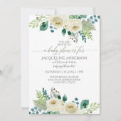 水彩赤男女兼用ちゃんシャワー白フローラ 招待状 (正面)