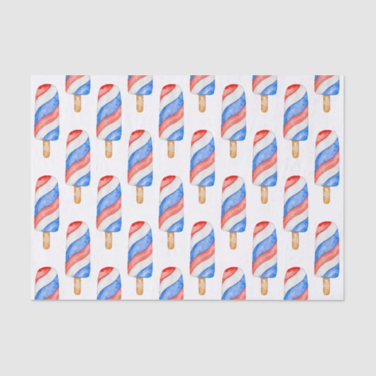 水彩赤白と青の愛国的なポップシクルT 薄葉紙 (正面)