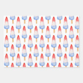 水彩赤白と青の愛国的なポピュシクル ラッピングペーパーシート (正面3)