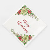 水彩赤白ポインセチアフローラクリスマス (コーナー)