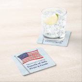 水彩赤白青シンプル米国国旗 スクエアペーパーコースター (インサイチュ)