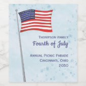 水彩赤白青シンプル米国国旗 ワインラベル (シングルラベル)