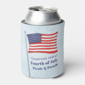 水彩赤白青シンプル米国国旗 缶クーラー (缶正面)