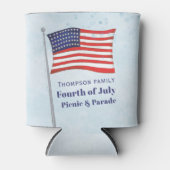 水彩赤白青シンプル米国国旗 缶クーラー (正面)