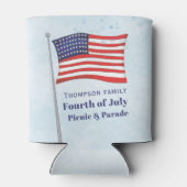 水彩赤白青シンプル米国国旗 缶クーラー (裏面)